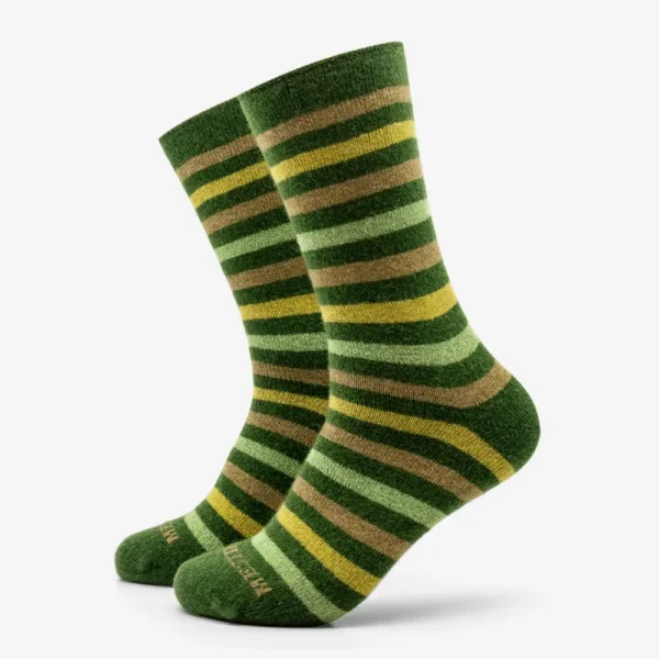 calcetines hombre de lana raya ancha verde