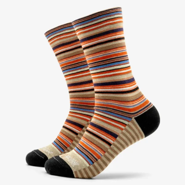 calcetín algodón orgánico multiraya beige
