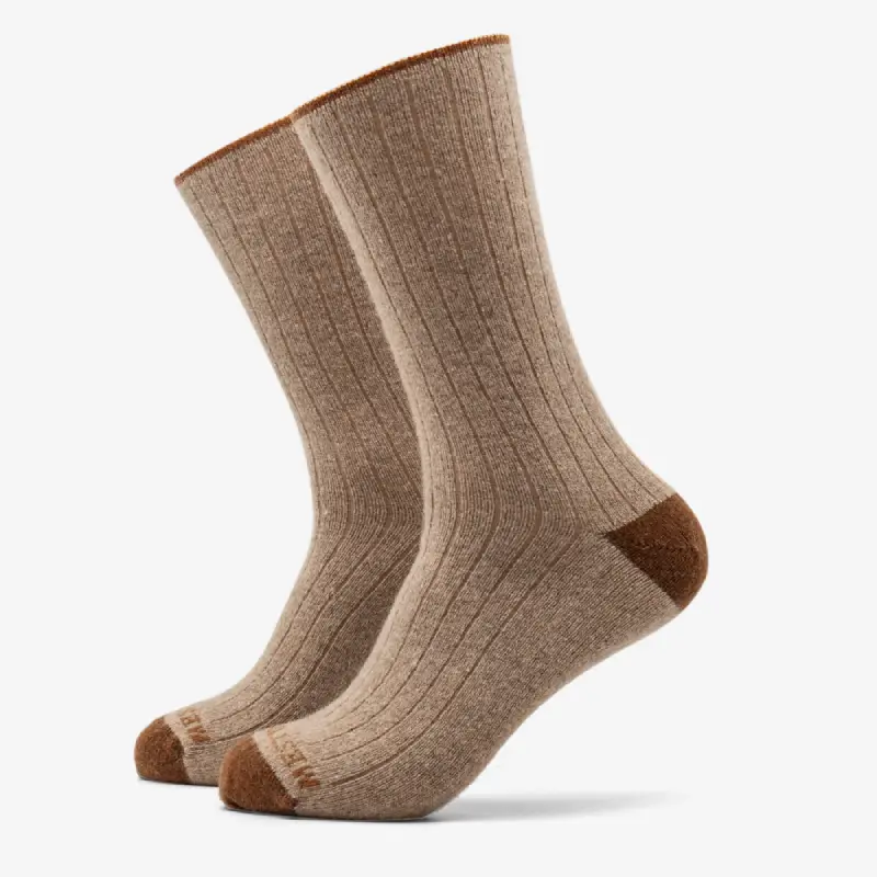 calcetines lana merina canalé beige